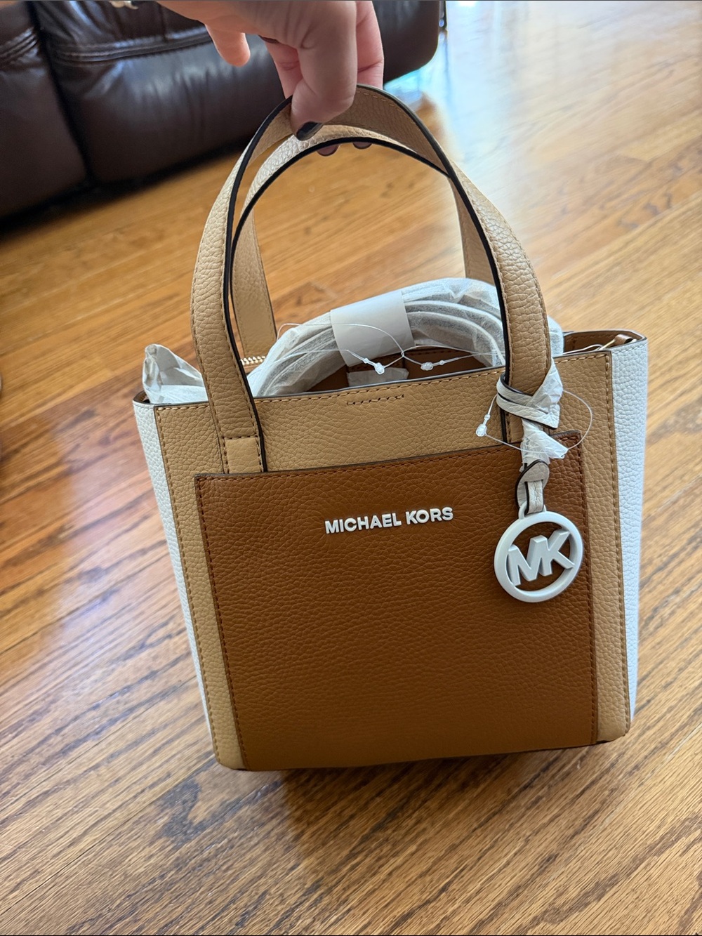 Michael Kors Two-Tone Tan and Brown Crossbody Tote
